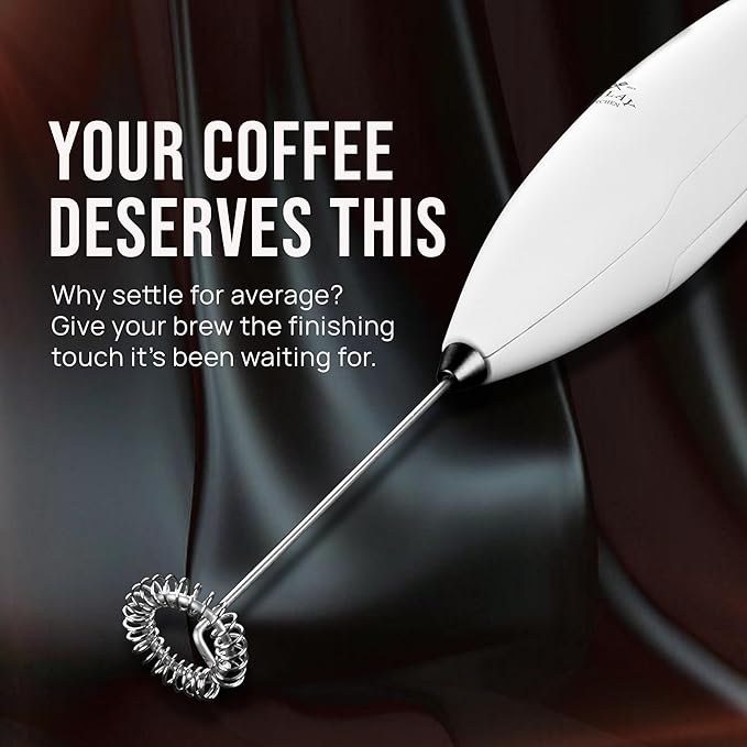 Zulay Kitchen Executive Series Luxury Gift Milk Frother with 4 Duracell Batteries ??Handheld Electric Foam Maker for Coffee, Lattes & Hot Chocolate ??Deluxe Finish, Ultimate Gift for Coffee Lovers