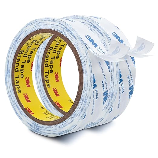 3M Double Sided Tape 1"횞32.8Ft 2 Pack 9448A Double Coated Tissue Tape Adhesive Sticky Tape Translucent Removable for Foam Art Craft Nameplate Bonding