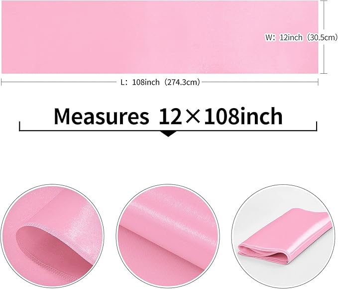 4-Pack Pink Satin Table Runner 12 x 108 Inch Long Bright and Smooth Silk Fabric Table Runner for Wedding Banquet Birthday Party Decoration