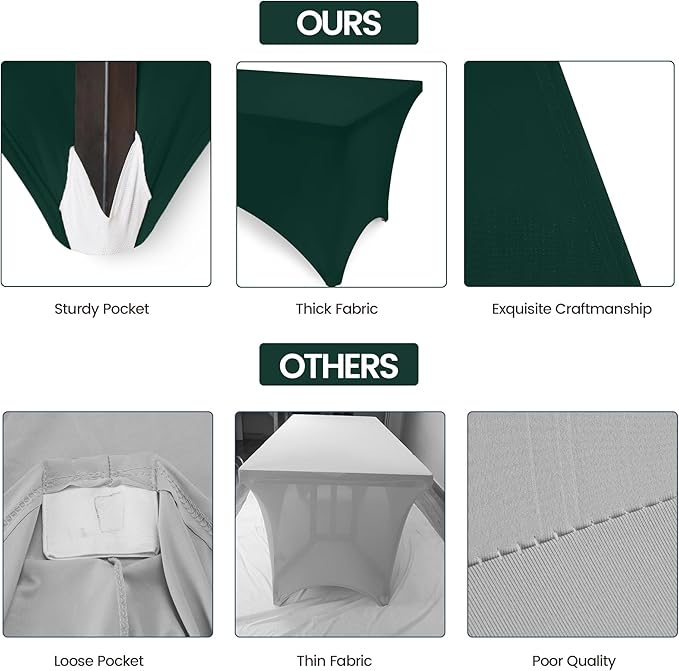Utopia Kitchen 6ft Spandex Table Cloth Rectangle [1 Pack, Hunter Green] 200GSM Premium Stretch, Washable and Wrinkle Resistant Table Cover Fitted for Event, Wedding, Banquet [72Lx30Wx30H Inch]