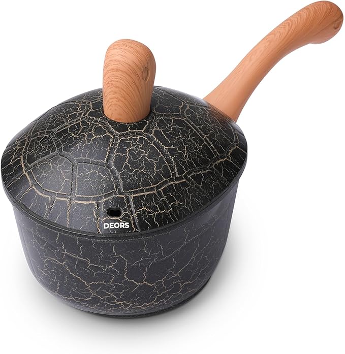 Bionic Turtle Design Nonstick Ceramic Sauce Pan with Lid (2.8 qt), Non Toxic,PFAS & PFOA Free, Dishwasher Safe, Compatible with All Stovetops, Durable Cookware for Home Cooking