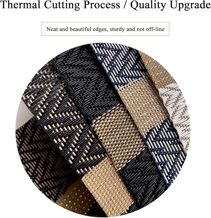PIGCHCY Luxurious Placemats Set of 4, Non-Slip Placemats Easy to Wipe Clean Kitchen Durable Table Mats for Home/Dining Room Decoration (Black,18 X 12 inches)