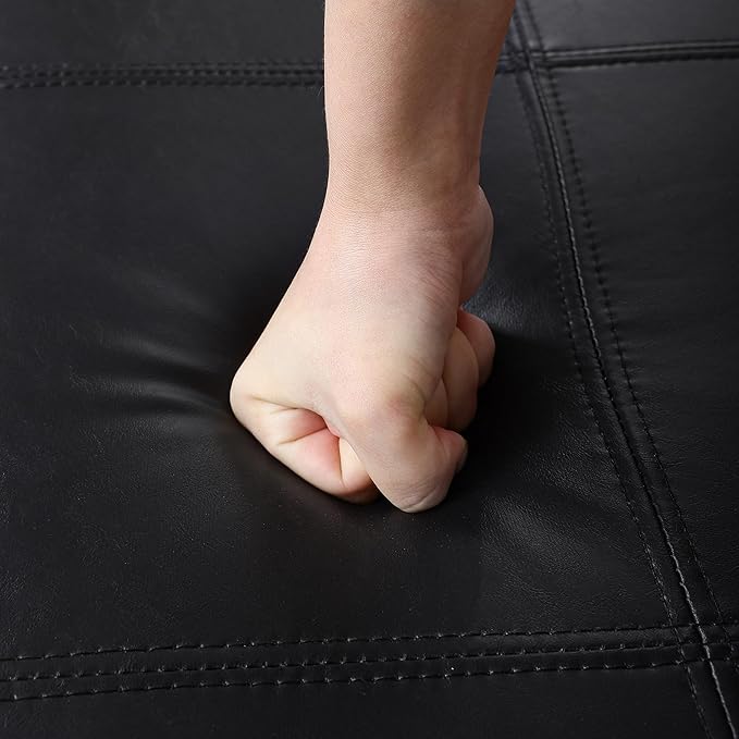 DECO DE VILLE Storage Ottoman Bench, 51 Inch Faux Leather Foot Rest with Hinged Lid, Black Bed Bench