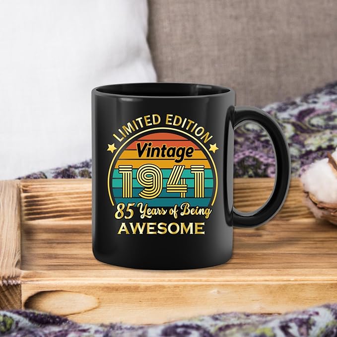 QUPT 85th Birthday Gifts for Women Men, 85th Birthday Gifts for Him, 1941 Birthday Gifts for Women Men, 85 Years Old Gifts, 1941 Birthday Gifts for Her Him, 85th Birthday Presents Coffee Mug