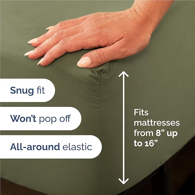 Twin XL 4 Piece Sheet Set - Cooling & Breathable Bed Sheets - Hotel Luxury Bed Sheets for Women, Men, Kids & Teens - Deep Pocket Bedding w/Easy Fit - Soft & Wrinkle Free - Twin XL Sage Green Sheets