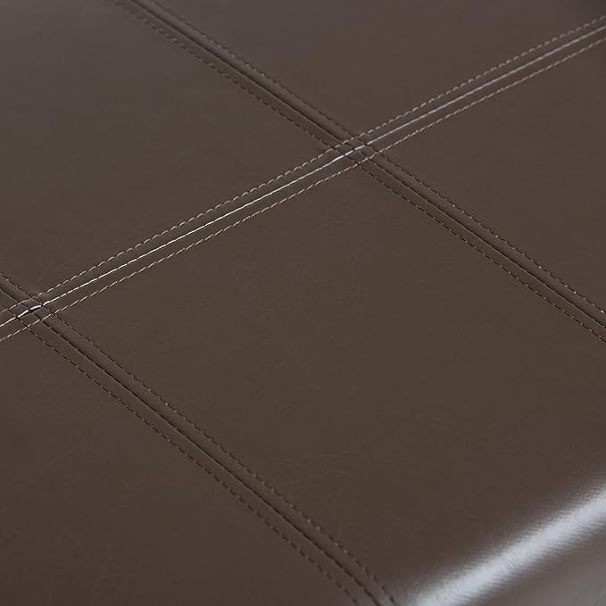 SIMPLIHOME Dover Storage Ottoman Bench - 36 inch Wide Upholstered Vegan Leather Rectangular Lift-Top Ottoman in Chocolate Brown, Contemporary Bench for Living Room with Safety Hinges