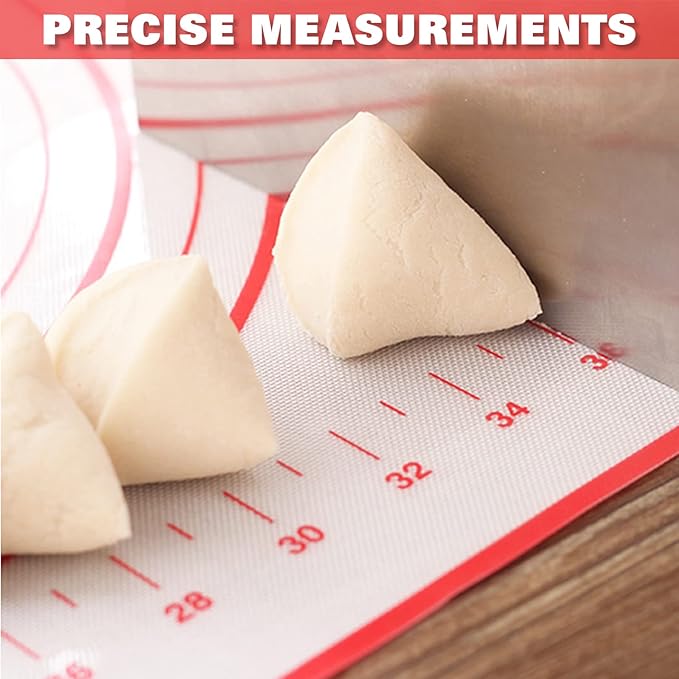 Silicone Pastry Mat Extra Thick Large Non Stick Baking Supplies Kitchen Counter Cooking Rolling Dough Sheet Pie Crust Sourdough Bread Oven Liner with Measurement (20''(W) * 28''(L))