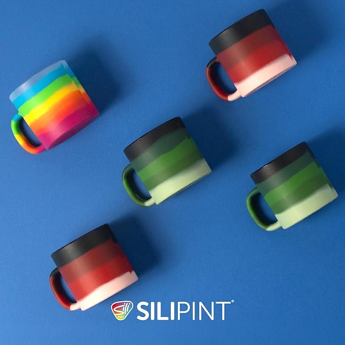 Silipint 16oz Silicone Coffee Mug ??Unbreakable Dishwasher Safe Microwave Oven & Freezer Compatible Travel Mug ??Non-Toxic Reusable Cup for Hot Coffee Tea or Cold Drinks, Prism - Pack of 2