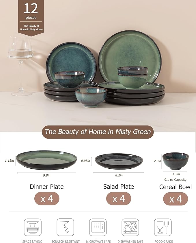 Dinnerware sets plates and bowls sets modern plates,Ceramic Dinnerware Sets,12 Pieces Porcelain Lightweight Plates,Scratch Resistant Dish Set (style - 7, 4 - Set (12pcs))