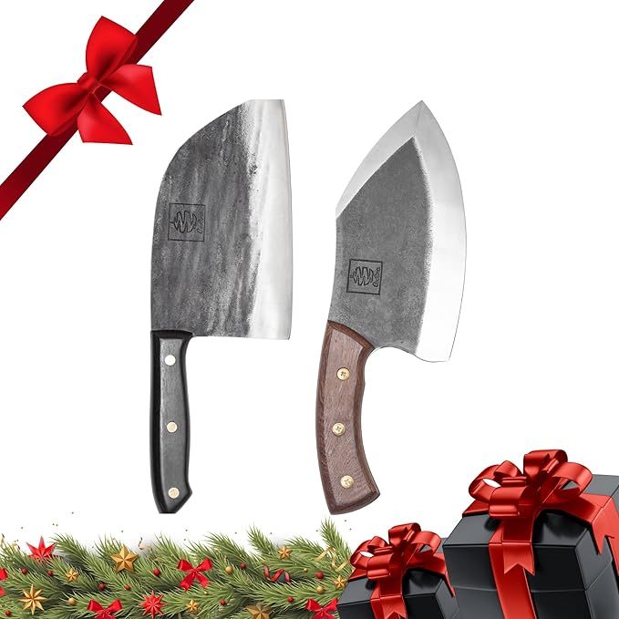 COOLINA The Real Duo Lixy & Promaja High Carbon Steel Knife Set | Versatile Handmade Knives for Chopping & Dicing, Full Tang, Ergonomic Handles | Perfect for BBQ & Grill