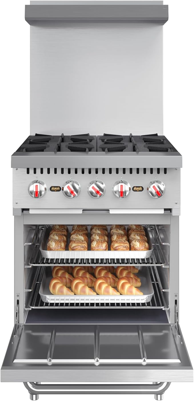 KoolMore 24 in. 4 Burner Commercial Liquid Propane Range with Oven (KM-CR24-LP)
