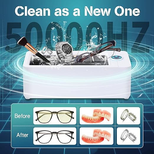 Cudinham 50KHz Jewelry Cleaner, 550ml/19oz Ultrasonic Jewelry Cleaner with Digital Timer, Professional Ultrasonic Cleaner - Jewelry Cleaner Ultrasonic Machine for All Jewelry, Silver and Eyeglass