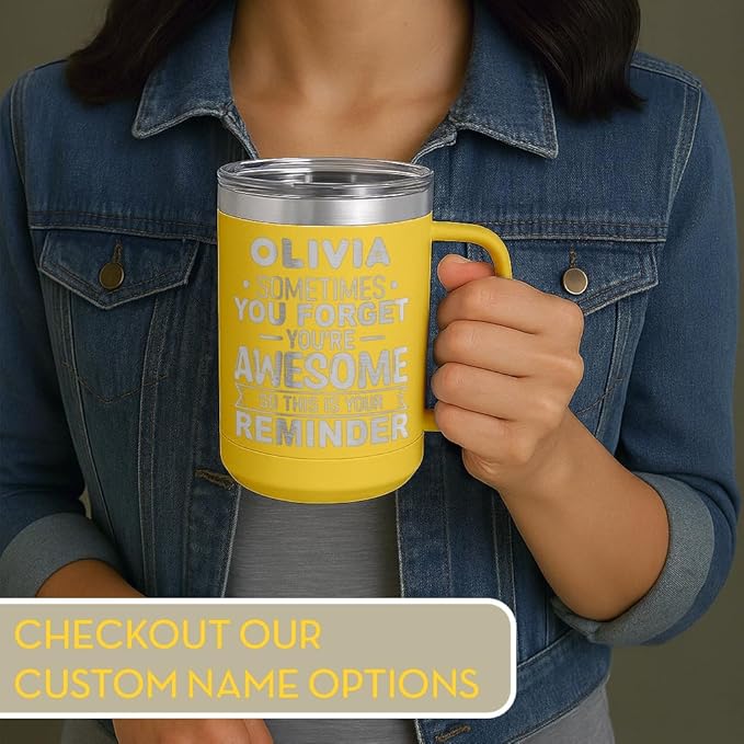 Spotted Dog Company Inspirational Travel Coffee Mug, Inspirational Gifts for Men Dad Father Wife Sister Women, Birthday For Him Her, You?셱e Awesome Tumbler, Teacher Coworker Gifts 15oz Yellow
