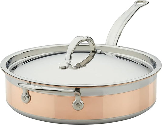 Hestan - CopperBond Collection - 100% Pure Copper Saut챕 Pan, Induction Cooktop Compatible, 3.5 Quart