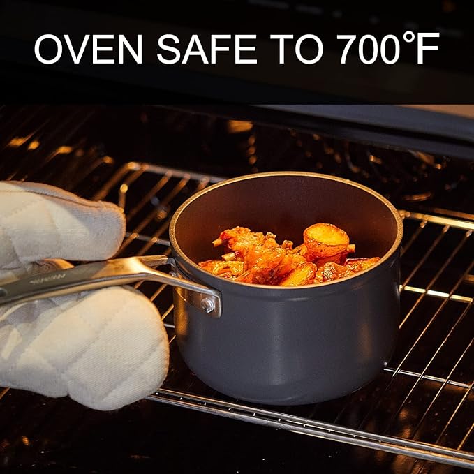 MSMK 2 Quart Saucepan with Lid, Burnt also Nonstick, PFOA Free Non-Toxic, Oven Safe to 700 ?됵펽Scratch-resistant, Induction Cooking Pot, for Induction, Ceramic and Gas Cooktops