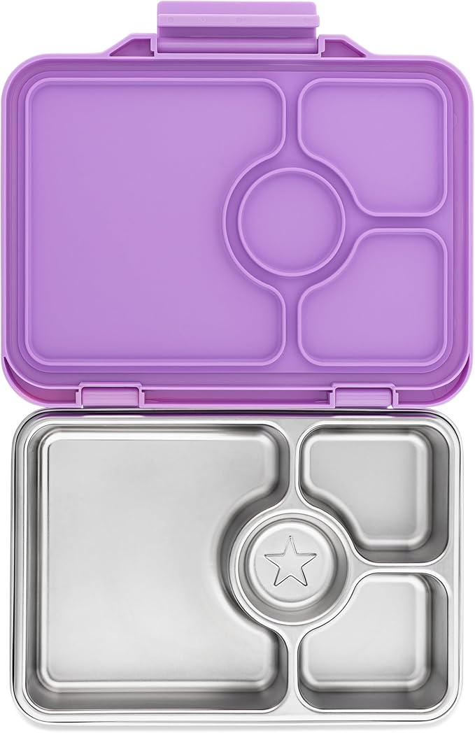 Yumbox Pr챗t Leakproof Stainless Steel Bento Lunch Box, 3.4 Cup Healthy Portion Size for Balanced Eating ??Durable Lunch Container for Sandwiches & Snacks (Lavande Purple)