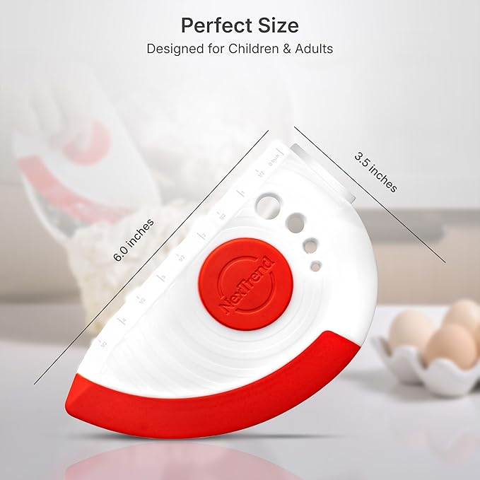Nextrend BakerScraper ??5-in-1 Flexible Bowl Scraper, Bench Scraper and Dough Scraper with Stainless Steel Edge, Ruler & Herb Stripper ??BPA Free, Dishwasher Safe - Red