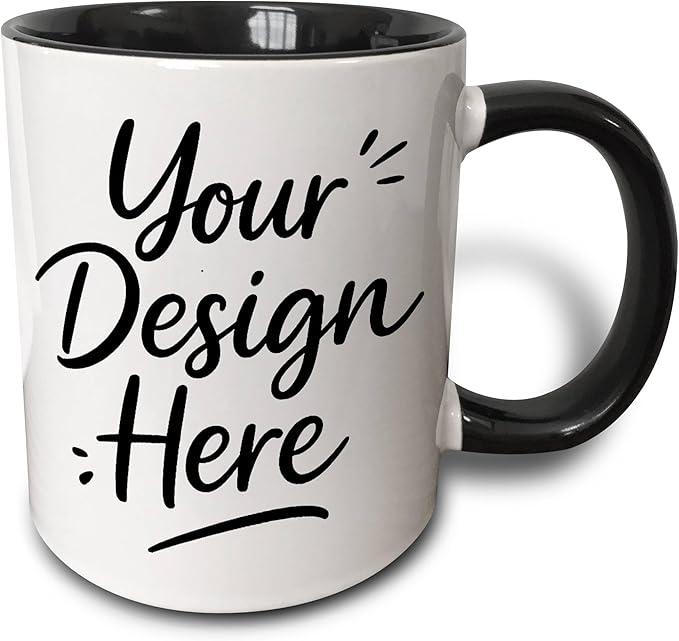Custom Large Two-Tone Black Coffee Mug 15oz - Personalized Design Both Sides - Extra Big White & Black Ceramic Mug - Oversized Gift