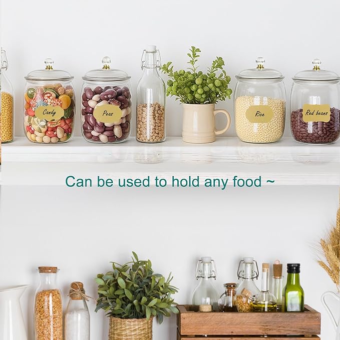 4 Pcs Candy Jars with Lids,Plastic Cookie Storage Jar Airtight Food Storage Containers Includes 4 Spoons + Label Stickers & Pen, 2.2L Clear Apothecary Jars for Kitchen Counter