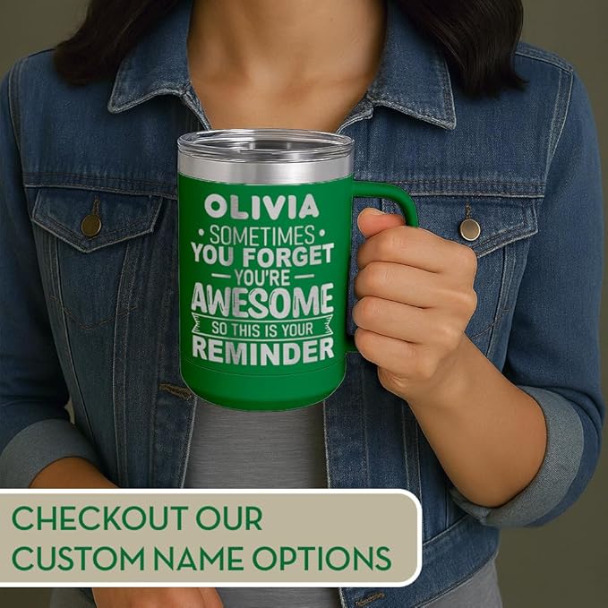 Spotted Dog Company Inspirational Travel Coffee Mug, Inspirational Gifts for Men Dad Father Wife Sister Women, Birthday For Him Her, You?셱e Awesome Tumbler, Teacher Coworker Gifts 15oz Green