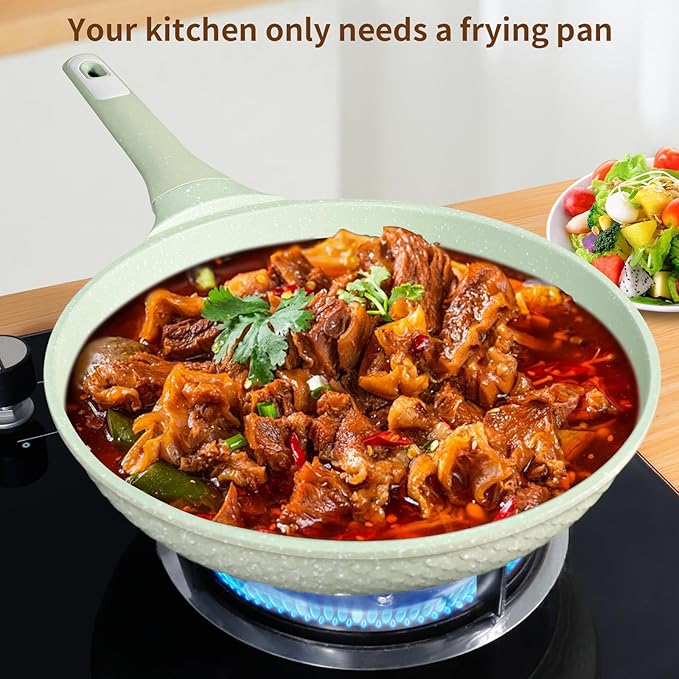 8 Inch Non Stick Frying Pan with Lid - Omelette & Egg Pan Skillet | PFOA/PFAS Free Healthy Cookware | All Stovetop & Dishwasher Safe | Heat Resistant Handle | Eco-Friendly