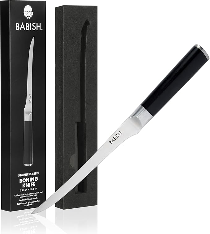 Babish 8-Inch Boning Knife ??High-Carbon 1.4116 German Steel Kitchen Knife ??Professional Cutlery for Precise Meat and Fish Deboning