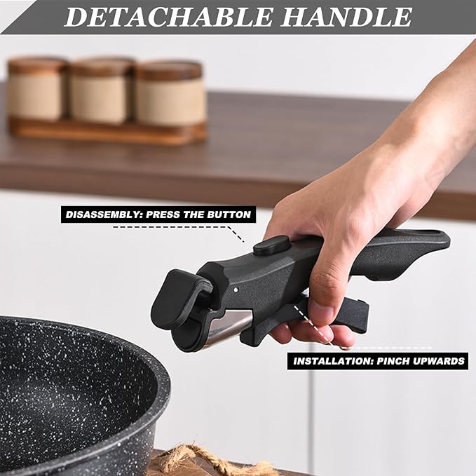 Pots and Pans Set, Nonstick Detachable Handle Cookware Set, Induction Kitchen Cookware Set with Removable Handle, Healthy Non Stick Cookware, Dishwasher 竊?Oven Safe, PFOA Free