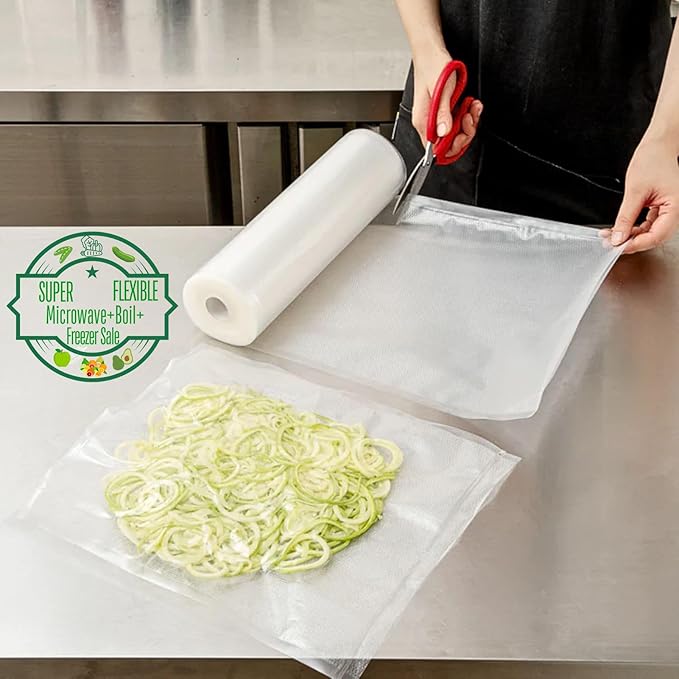Premium Vacuum Sealer Bags, 3 Rolls 8" x 16.4' & 3 Rolls 11" x 16.4', Commercial Grade BPA-Free Heavy-Duty Food Vacuum Sealer Saver Rolls for Sous Vide or Meal Prep, Freezer Storage, Fits All Sealers