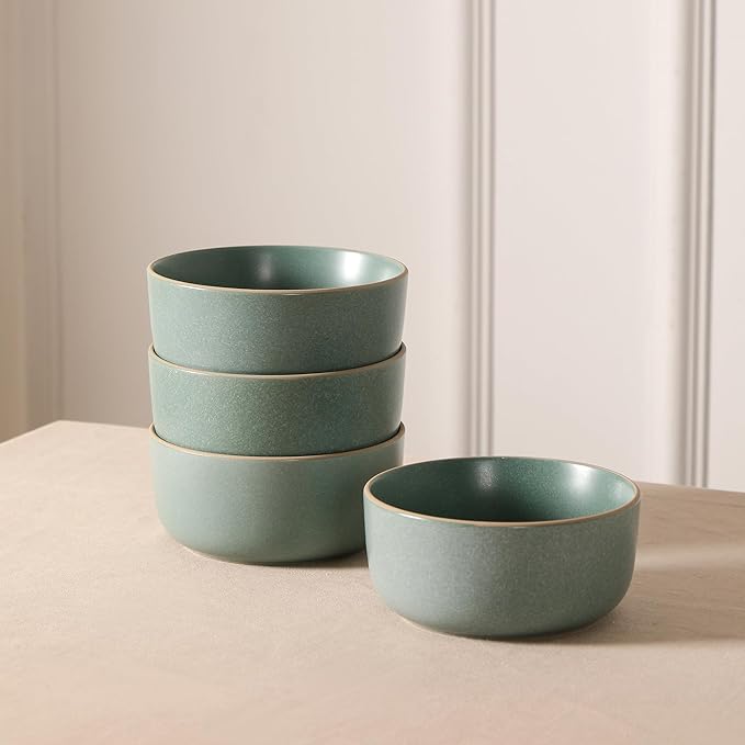 Earth & Clay Amber 24-Piece Dinnerware Set Stoneware, Dishwasher and Microwave Safe Plates and Bowls Set, Dish Set for 8, Green