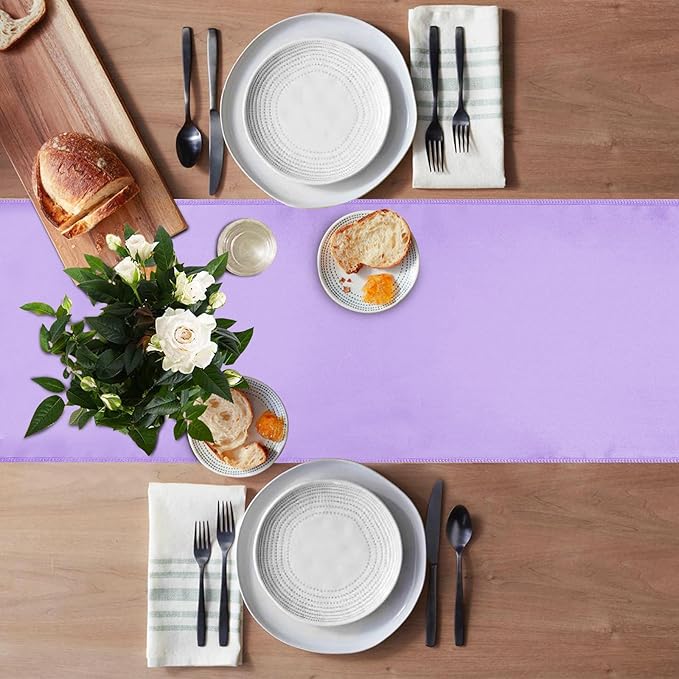 JEVIX 20 Pack Satin Table Runner 12 X 108 Inch Silk Table Runner for Party,Wedding, Birthday, Banquets,Decoration(Lavender)