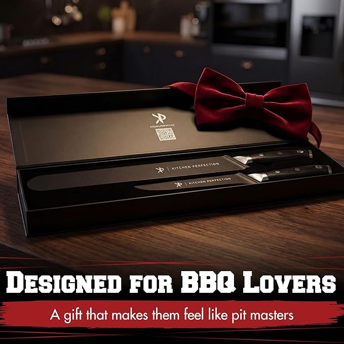 Kitchen perfection BBQ Carving Set for Meat -12??Brisket Slicing Knife +6??Boning Knife with Sheaths - Razor Sharp, Premium German Steel, Full Tang Ergonomic Handles- Perfect Grilling Gifts for Men