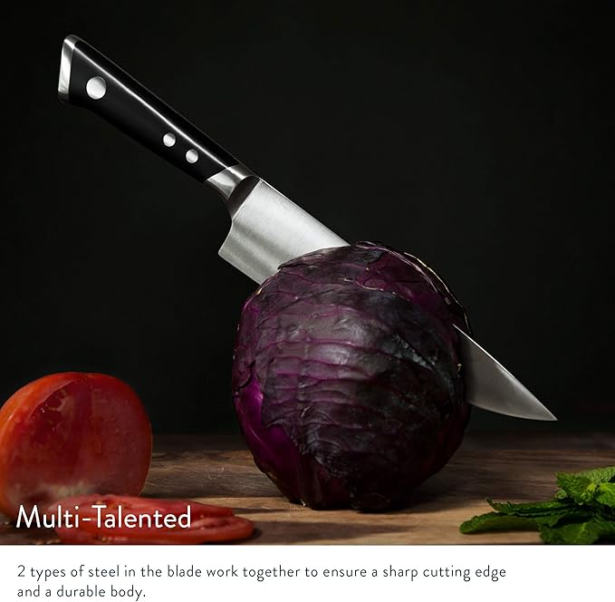 Greater Goods Premium 3-Ply 9Cr18 Steel Chef Knife, 8-Inch Professional Kitchen Knife with Full Tang Triple Rivet Handle