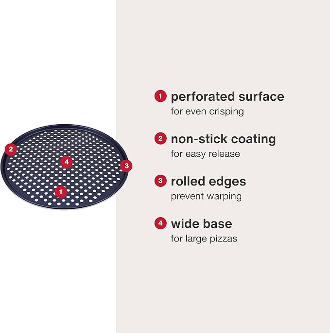 Zyliss Durable Non-Stick Pizza Tray | Carbon Steel | Dark Blue | Pizza Tray/Bakeware | Dishwasher Safe | 5 Year Guarantee…