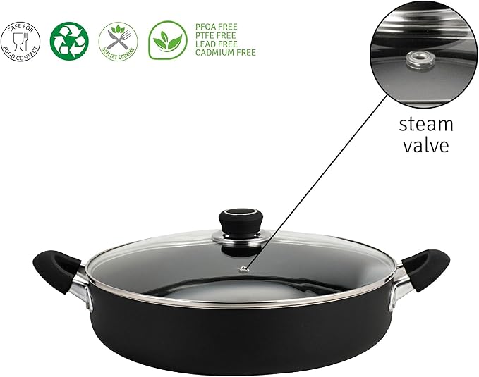 HUDSON Nonstick Paella Pan Hudson 11-inch Aluminum, 3.7 Qt