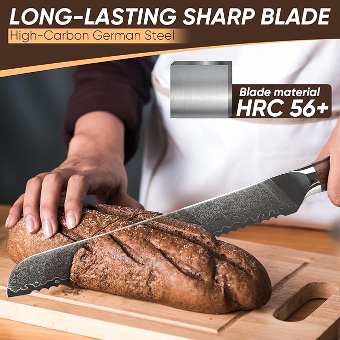 Purple Dragon Bread Knife for Homemade - 8 Inch Serrated Knife for Slicing Sourdough Bread, Cake & Fruits - Christmas Gift for Men and Women
