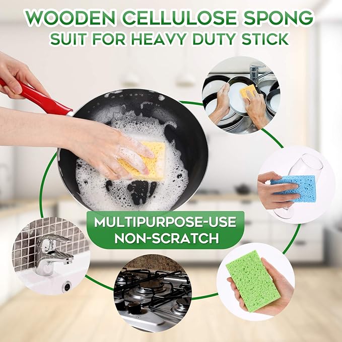 Compressed Cellulose Kitchen Sponges 12Pack竊똍on-Scratch Biodegradable Natural Colorful Sponge Scrub for Dishes Cleaning,Funny DIY Sponge for Kids