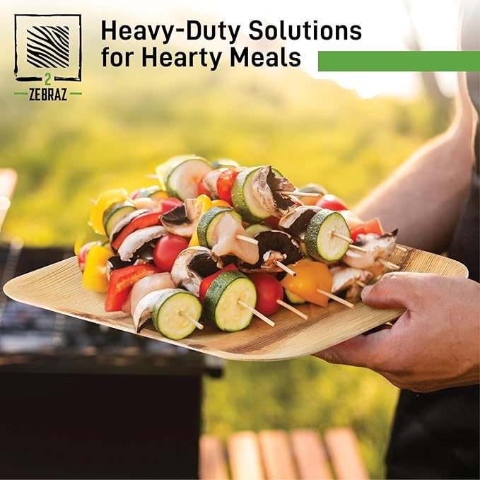 Premium 10??Palm Leaf Disposable Plates ??Set of 50, Heavy-Duty Dinner Plates, Natural Plastic Alternative, Compostable & Microwave Safe for Weddings, Parties & Events