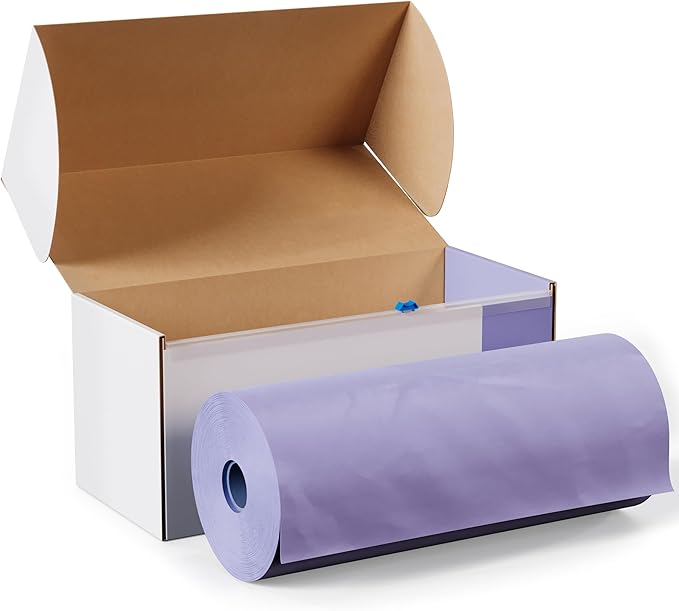 Party Solids 54 Inch X 300 Feet Lavender Plastic Table Cover Roll in A Cut - to - Size Box with Convenient Slide Cutter. Cuts Up to 36 Rectangle 8 Feet Plastic Disposable Tablecloths