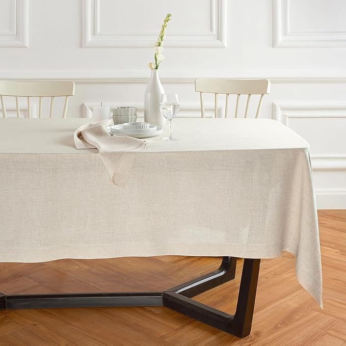 Solino Home Linen Tablecloth 70 x 144 Inch - 100% Pure Linen Flax Table Cloth for Rectangle Tables - Sonoma, Machine Washable Tablecloth for Spring, Easter