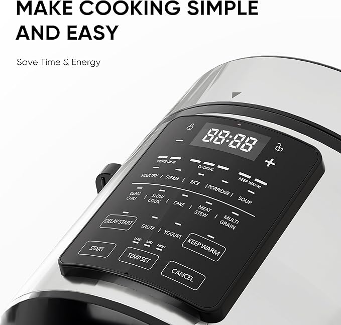NEWBULIG 6 Quart Electric Pressure Cooker, Stainless Steel Multi Cooker Pressure, 12-in-1 Slow Cooker for Rice, Meat Stew, Porridge, Multigrain, Steam, Yogurt Maker