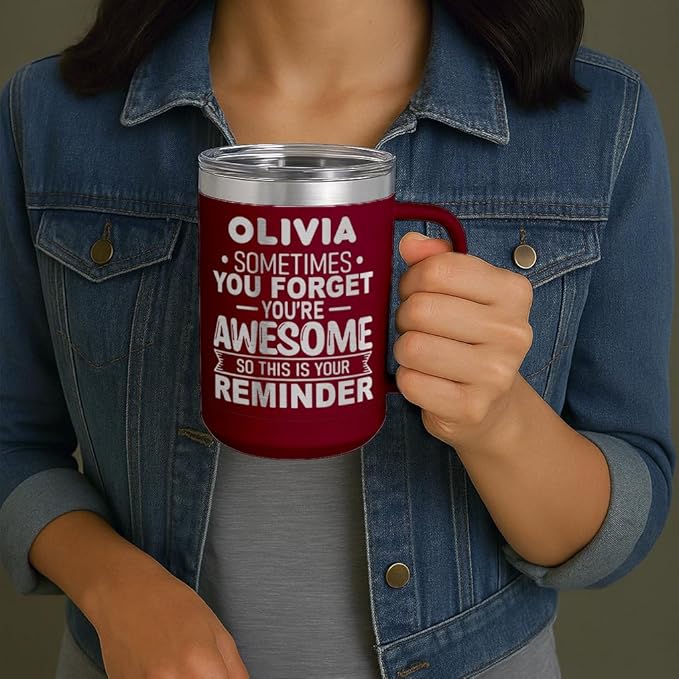 Personalized Inspirational Travel Coffee Mug, Inspirational Gifts for Men Dad Wife Sister Women, Custom Birthday For Him Her, Customized You?셱e Awesome Tumbler, Teacher Coworker Gifts 15oz Maroon