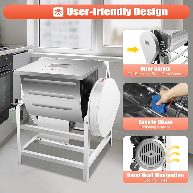 30QT Commercial Dough Mixer 1500W 110V Electric Flour Kneading Mixing Machine Heavy Duty Flour Mixing Machine with 17" x 13" x 14" Bowl 1400r/m Dough Kneading Machine for Bakeries