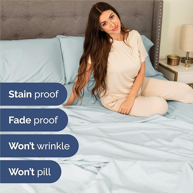 Cal King 6 Piece Sheet Set - Cooling & Breathable Bed Sheets - Hotel Luxury Bed Sheets for Women, Men, Kids & Teens - Deep Pocket Bedding w/Easy Fit - Soft & Wrinkle Free - Cal King Ice Blue Sheets