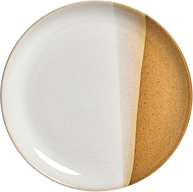 Sango Phoebe 12-Piece Multicolor Stoneware Dinnerware Set ??Service for 4, Plate & Bowl Set, Caramel Stoneware with a Rustic White Glaze, for Daily Dining & Entertainment, Microwave & Dishwasher Safe