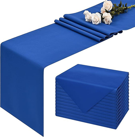 12 Pack Royal Blue Table Runner, 6FT Polyester Table Runners,12x72 inch Rustic Farmhouse Table Runner, Washable and Reusable Table Runners for Wedding Birthday Parties Banquet Table Decorations
