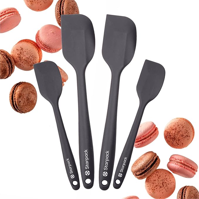 StarPack 'Scrape & Stir' Silicone Spatula Set (4 Pcs) - Heat Resistant Spatula Set 600째F - Food Grade Kitchen Spatulas - Nonstick Silicone Baking & Cooking Spatula - Rubber Spatulas for Kitchen Use