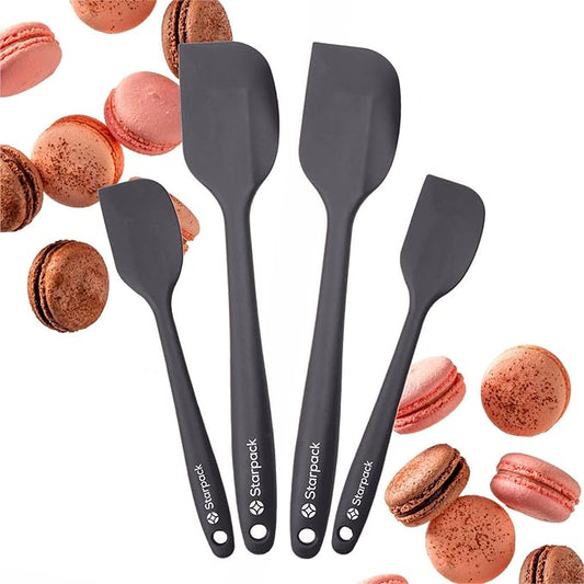 StarPack 'Scrape & Stir' Silicone Spatula Set (4 Pcs) - Heat Resistant Spatula Set 600째F - Food Grade Kitchen Spatulas - Nonstick Silicone Baking & Cooking Spatula - Rubber Spatulas for Kitchen Use