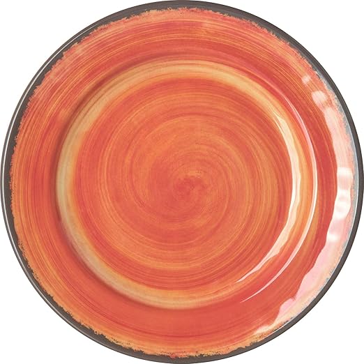 Carlisle FoodService Products Mingle Resuable Plastic Plate Appetizer Plate with Pottery Style for Home and Restaurant, Melamine, 7 Inches, Fireball