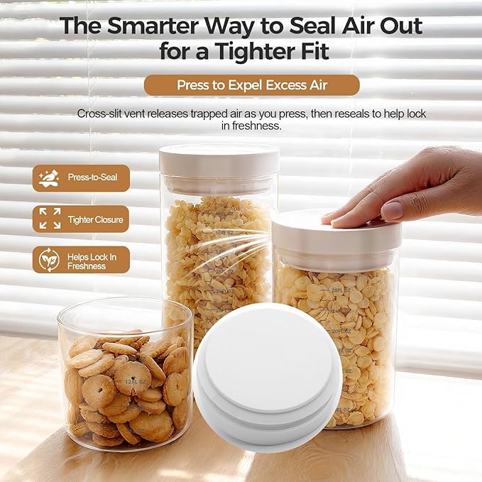 Danbark Set of 6 18oz Airtight Glass Storage Canisters with Lids - Pantry Organizers and Storage Glass for Kitchen - for Pantry, Flour, Sugar, Coffee, Tea, Pasta, Rice, and Snacks - White