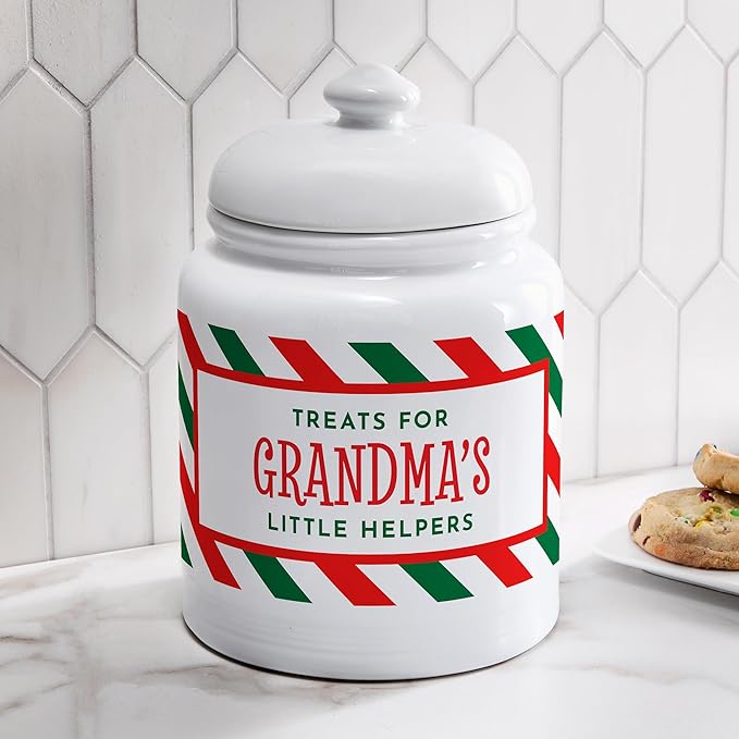 Let's Make Memories Personalized Cookie Jar - For Bakers - Kitchenware - Ceramic - Airtight Lid - Treats for Little Helpers - Christmas Cookie Storage